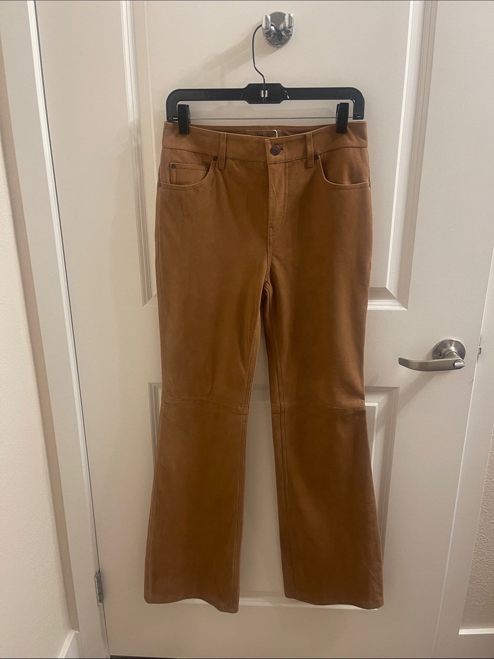 Mango Suede Leather Pant in Cognac